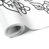 Schwarz-Weiß-Blumen-zeichn Geschenkpapier (Rolleneckpunkt)