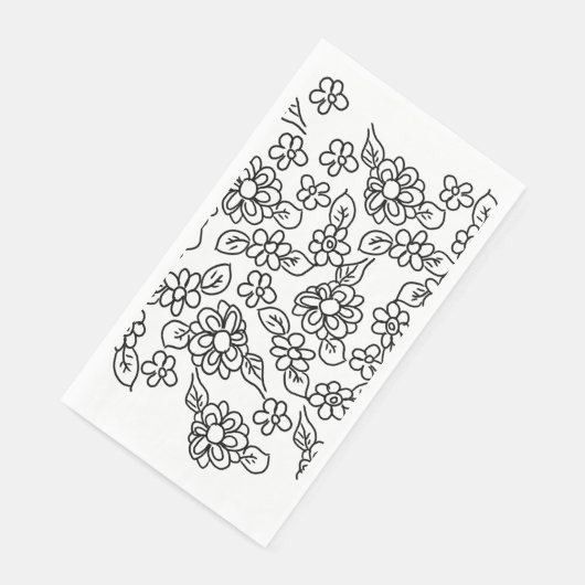 Schwarz-Weiß-Blumen-zeichn Serviette (Ecke)