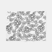 Schwarz-Weiß-Blumen zeichnend Fleecedecke (Vorderseite (Horizontal))