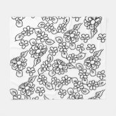 Schwarz-Weiß-Blumen zeichnend Fleecedecke (Vorderseite (Horizontal))