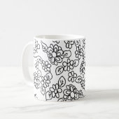 Schwarz-Weiß-Blumen zeichnend Kaffeetasse (Vorderseite Links)