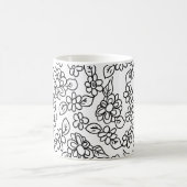 Schwarz-Weiß-Blumen zeichnend Kaffeetasse (Mittel)