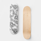 Schwarz-Weiß-Blumen zeichnend Skateboard (Vorderseite)