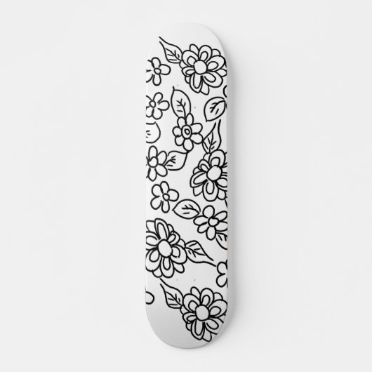 Schwarz-Weiß-Blumen zeichnend Skateboard (Vorne)