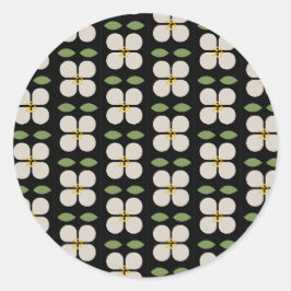 Schwarz-Weiß-Blumenaufkleber - Blüten und Kleber Runder Aufkleber