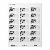 Schwarz-Weiß-Blumenbezug Adressaufkleber (Vorne)