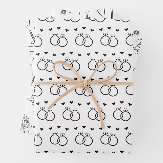 Schwarz-Weiß-Blumenbrücke/Polterabend Geschenkpapier Set (Beispiel)