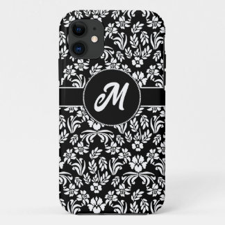 Schwarz-Weiß-BlumenDamaske nach Maß Case-Mate iPhone Hülle