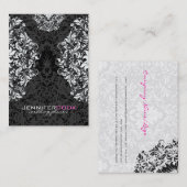 Schwarz-Weiß-BlumenDamaskus 2 Hochzeitsplaner Visitenkarte (Vorne/Hinten)