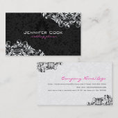 Schwarz-Weiß-BlumenDamaskus 4 Hochzeitsplaner Visitenkarte (Vorne/Hinten)