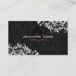 Schwarz-Weiß-BlumenDamaskus 4 Hochzeitsplaner Visitenkarte