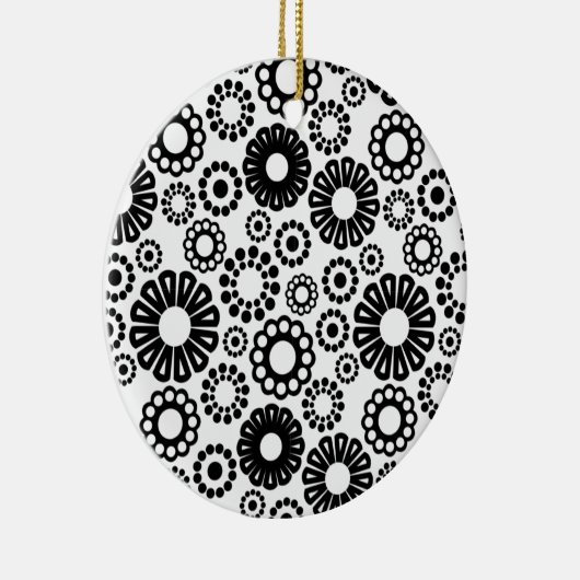 Schwarz-Weiß-Blumendekoration Keramik Ornament (Rechts)