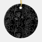 Schwarz-Weiß-Blumendekoration Keramikornament (Vorne)