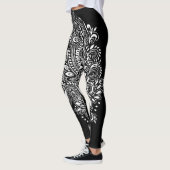 Schwarz-Weiß-Blumendekoration Leggings (Links)