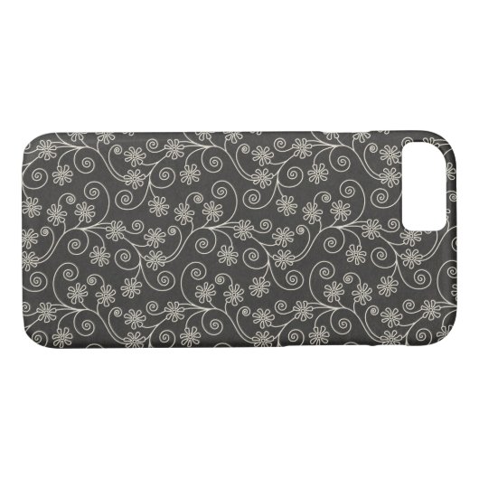 Schwarz-Weiß-Blumendesign Case-Mate iPhone Hülle (Rückseite (Horizontal))