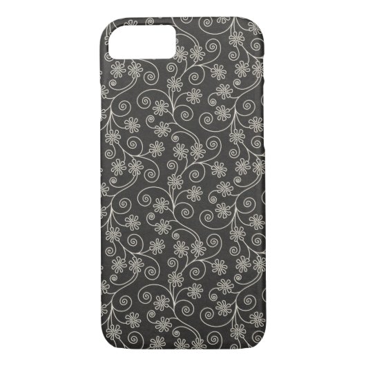 Schwarz-Weiß-Blumendesign Case-Mate iPhone Hülle (Rückseite)