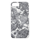 Schwarz-Weiß-Blumendesign Case-Mate iPhone Hülle (Rückseite)