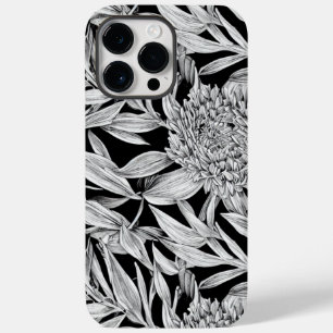 Schwarz-Weiß-Blumendesign für Handy-Case Case-Mate iPhone 14 Pro Max Hülle