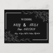 Schwarz-Weiß-Blumendesign für Hochzeiten Ankündigungspostkarte (Vorderseite)