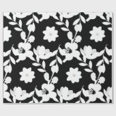 Schwarz-Weiß-Blumendesign Geschenkpapier (Flach)