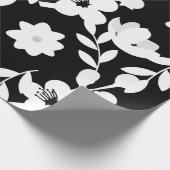 Schwarz-Weiß-Blumendesign Geschenkpapier (Ecke)