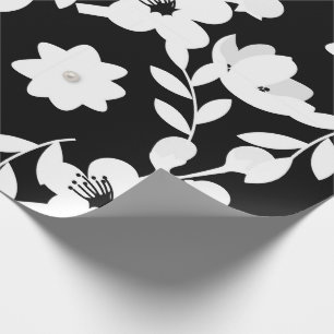 Schwarz-Weiß-Blumendesign Geschenkpapier