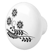 Schwarz-Weiß-Blumendesign Keramikknauf (Rechts)