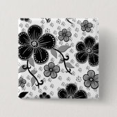 Schwarz-Weiß-Blumendruck Button (Vorderseite)