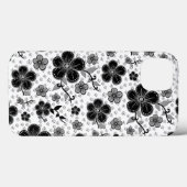 Schwarz-Weiß-Blumendruck Case-Mate iPhone Hülle (Rückseite (Horizontal))