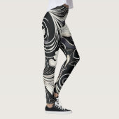 Schwarz-Weiß-Blumendruck Leggings (Rechts)