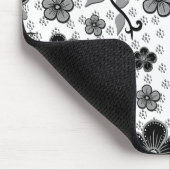 Schwarz-Weiß-Blumendruck Mousepad (Ecke)