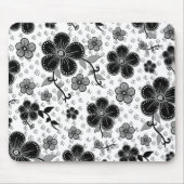 Schwarz-Weiß-Blumendruck Mousepad (Vorne)