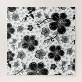 Schwarz-Weiß-Blumendruck Puzzle (Horizontal)