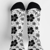 Schwarz-Weiß-Blumendruck Socken (Oben)