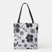 Schwarz-Weiß-Blumendruck Tasche (Rückseite)