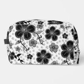 Schwarz-Weiß-Blumendruck Waschbeutel (Vorderseite)