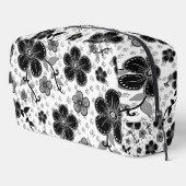 Schwarz-Weiß-Blumendruck Waschbeutel (Rechte Ecke)