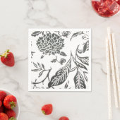 Schwarz-Weiß-BlumendruckNapkins Serviette (Beispiel)
