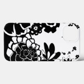 Schwarz-Weiß-Blumengarten Grafisches Muster Case-Mate iPhone Hülle (Rückseite (Horizontal))