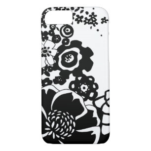Schwarz-Weiß-Blumengarten Grafisches Muster iPhone 8/7 Hülle