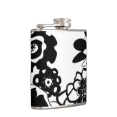 Schwarz-Weiß-Blumengarten Grafisches Muster Flachmann (Rechts)