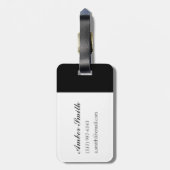 Schwarz-Weiß-Blumengarten Grafisches Muster Gepäckanhänger (Rückseite vertikal)