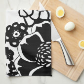 Schwarz-Weiß-Blumengarten Grafisches Muster Geschirrtuch (Viertel Falte)