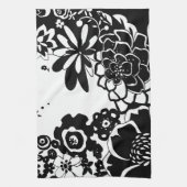 Schwarz-Weiß-Blumengarten Grafisches Muster Geschirrtuch (Vertikal)
