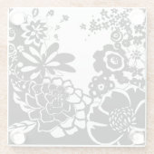 Schwarz-Weiß-Blumengarten Grafisches Muster Glasuntersetzer (Rückseite)