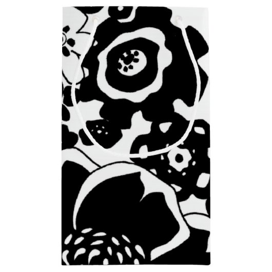 Schwarz-Weiß-Blumengarten Grafisches Muster Kleine Geschenktüte (Rückseite)