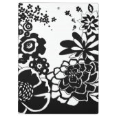 Schwarz-Weiß-Blumengarten Grafisches Muster Klemmbrett (Rückseite)