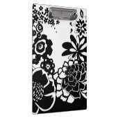 Schwarz-Weiß-Blumengarten Grafisches Muster Klemmbrett (Rechts)