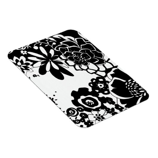 Schwarz-Weiß-Blumengarten Grafisches Muster Magnet (Rechte Seite)