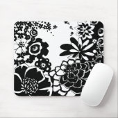 Schwarz-Weiß-Blumengarten Grafisches Muster Mousepad (Mit Mouse)